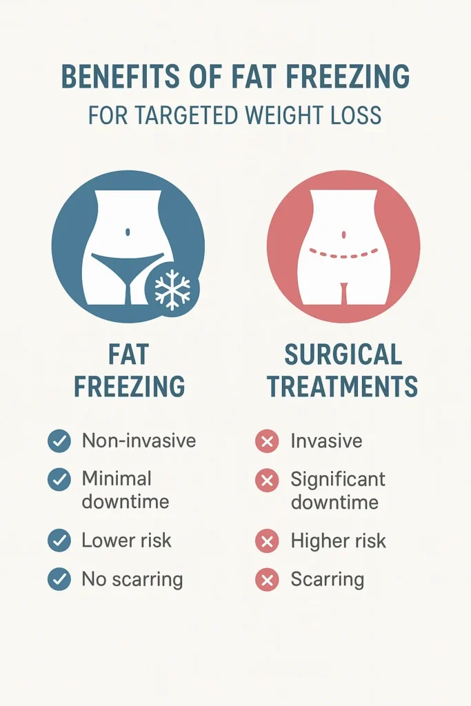 graphic showing the benefits of fat freezing Owsestry